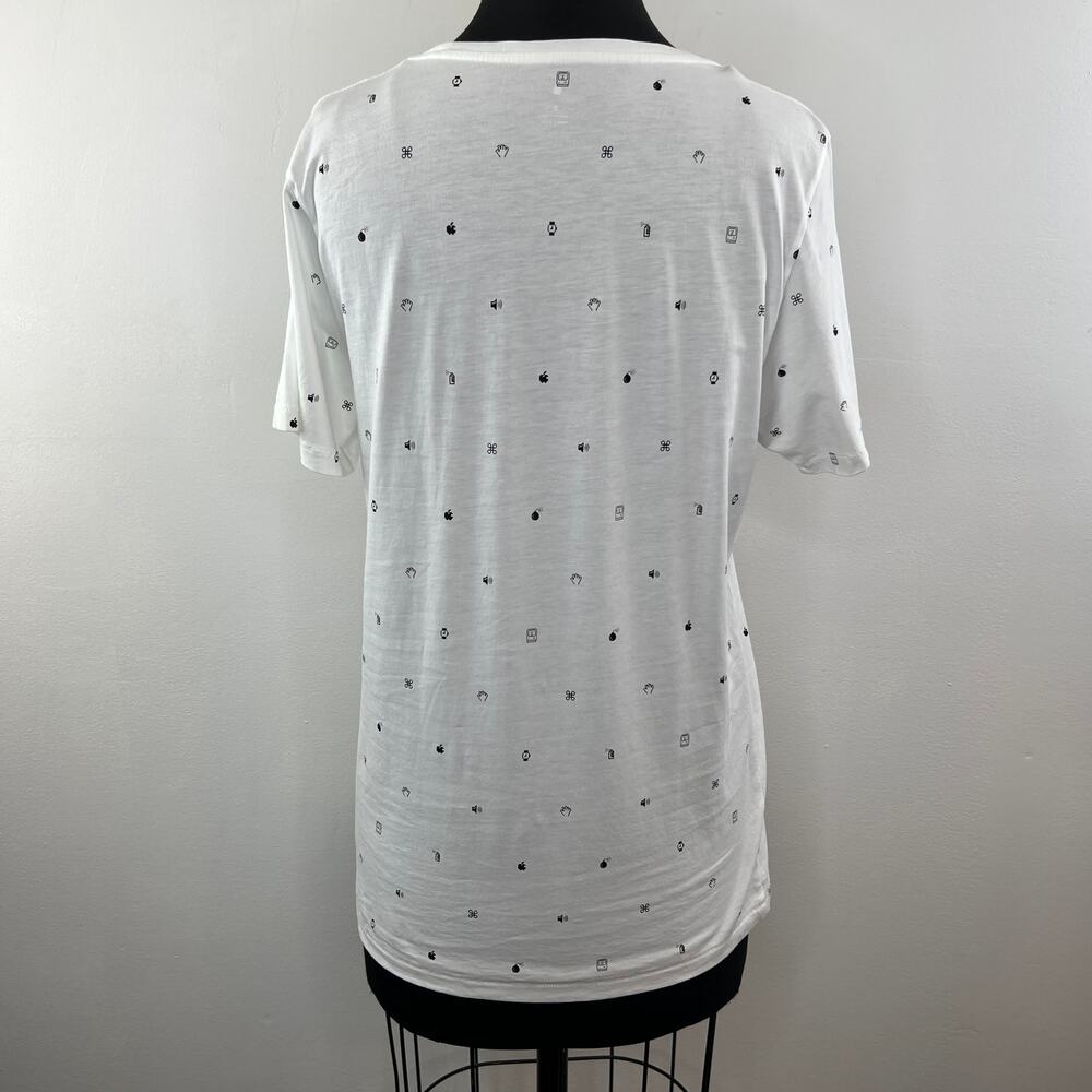 APPLE White Cotton Crewneck Short Sleeve Graphic Print Casual T-Shirt Size S - Picture 5 of 8